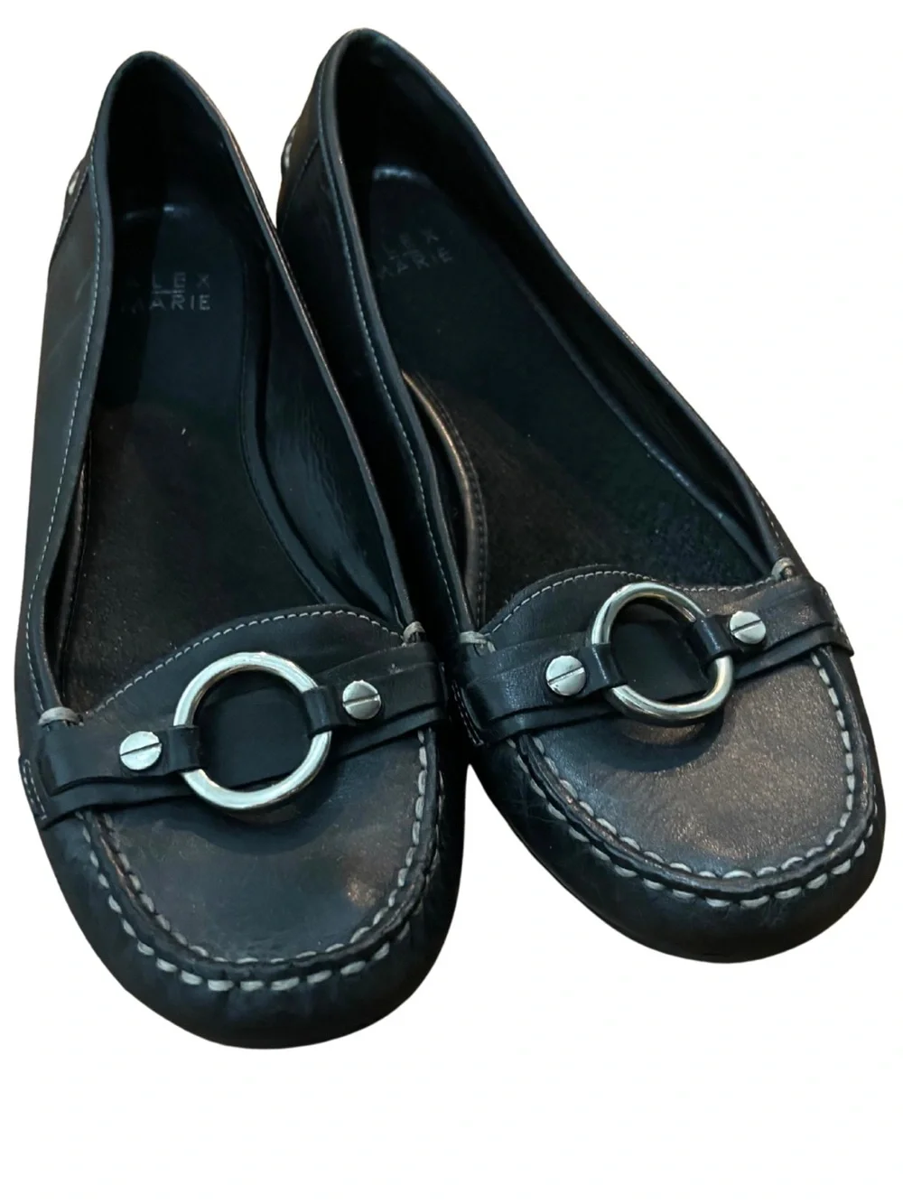 Alex Marie Black Leather Horsebit Loafers Flats Size 9M